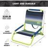 imageQuiksilver Low Beach Chair  Lightweight Folding Chair with Adjustable Recline and Cup Holder  Portable and Durable Chairs for Beach Camping or Outdoor Events