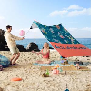 imageQUIKSILVER Portable Beach Shelter  UPF 50 Sun Protection Tent with Sandbag Anchors ampamp Ventilation Lightweight ampamp Waterproof for Beach Camping or Outdoor Use  Fits 4 Adults