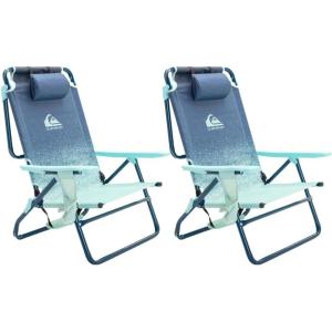 imageQuiksilver 2Pack Beach Chair Bundle  Lightweight Folding Chairs with Adjustable Recline Cup Holders and Carry Bags  Portable and Durable Chairs for Beach Camping or Outdoor Events