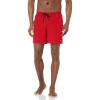 imageQuiksilver Mens Solid Elastic Waist Volley Boardshort Swim Trunk Bathing SuitHigh Risk Red