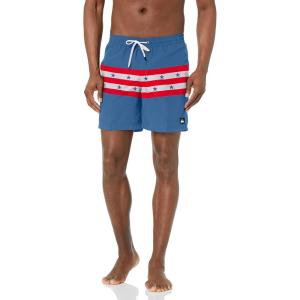 imageQuiksilver Mens Solid Elastic Waist Volley Boardshort Swim Trunk Bathing SuitCaptains Blue Amazon Volley