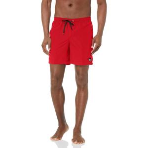 imageQuiksilver Mens Solid Elastic Waist Volley Boardshort Swim Trunk Bathing SuitHigh Risk Red