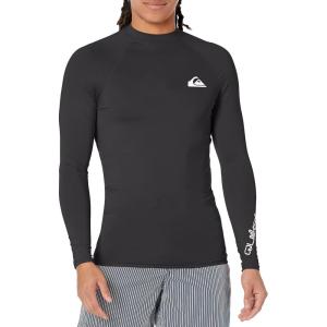 imageQuiksilver Mens Standard All Time Long Sleeve Rashguard UPF 50 Sun Protection Surf ShirtBlack Left Chest