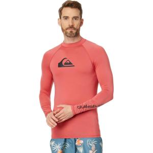 imageQuiksilver Mens Standard All Time Long Sleeve Rashguard UPF 50 Sun Protection Surf ShirtMineral Red