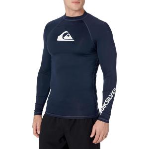 imageQuiksilver Mens Standard All Time Long Sleeve Rashguard UPF 50 Sun Protection Surf ShirtNavy Blazer