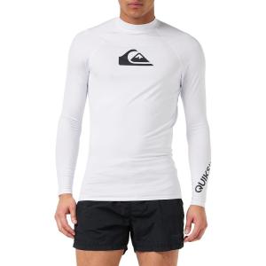 imageQuiksilver Mens Standard All Time Long Sleeve Rashguard UPF 50 Sun Protection Surf ShirtWhite Left Chest