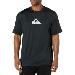 imageQuiksilver Mens Standard Solid Streak Short Sleeve Rashuguard UPF 50 Sun Protection Surf ShirtBlack Small Logo