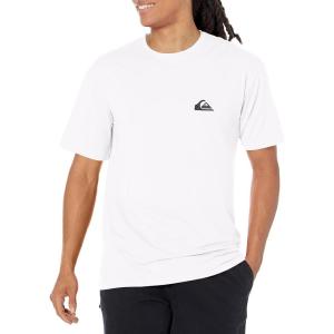 imageQuiksilver Mens Standard Solid Streak Short Sleeve Rashuguard UPF 50 Sun Protection Surf ShirtWhite Small Logo