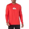 imageQuiksilver Mens Standard Solid Streak Long Sleeve Rashguard UPF 50 Sun Protection Surf ShirtQuik Red
