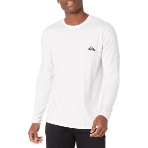 imageQuiksilver Mens Standard Solid Streak Long Sleeve Rashguard UPF 50 Sun Protection Surf ShirtWhite