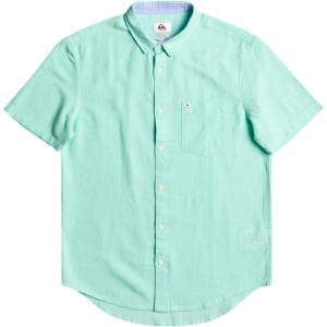 imageQuiksilver Mens Stott Button Up Woven ShirtBeach Glass Time Box