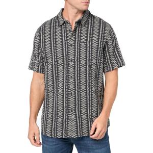imageQuiksilver Mens Vibrations Classic Button Up Woven TopTarmac Dobby Jacquard Ss 241