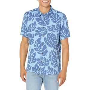 imageQuiksilver Mens Waterfall Rain Button Up Woven TopDusk Blue Waterfall Rain 233