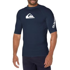imageQuiksilver Mens Standard All Time Short Sleeve Rashguard UPF 50 Sun Protection Surf ShirtNavy Blazer