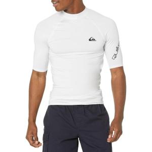 imageQuiksilver Mens Standard All Time Short Sleeve Rashguard UPF 50 Sun Protection Surf ShirtWhite Left Chest