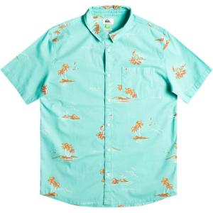 imageQuiksilver Mens Strange Daze Button Up Woven ShirtIsland Time StretchCaptains Blue