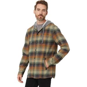 imageQuiksilver Mens Sandbar Hooded Long Sleeve Flannel Woven Capital Red Medium