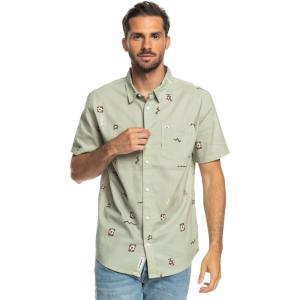 imageQuiksilver Mini Mark SS Woven Top GFL6 XL  Mens Fashion Casual Short Sleeve Woven Shirt Cotton  Regular Fit  Lifestyle Beach Apparel